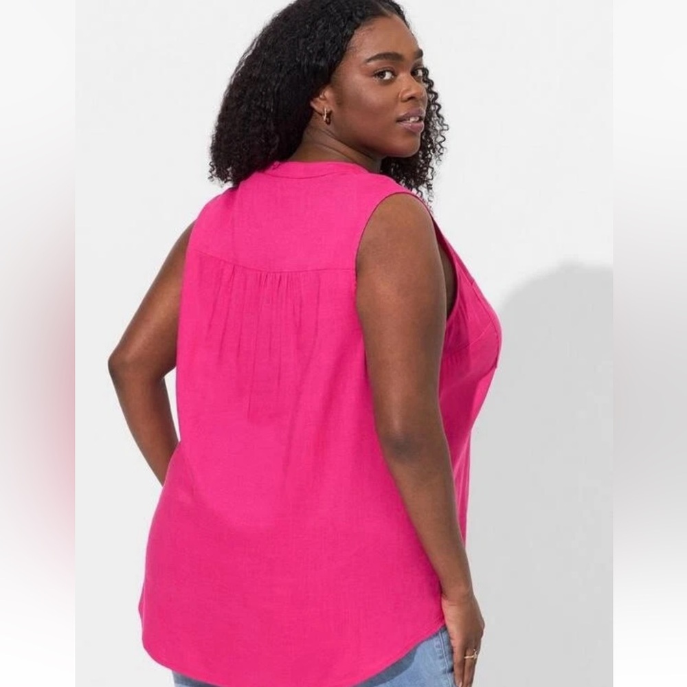 Torrid Linen Blend Sleeveless Top – Pink, Size 1 - Picture 2 of 6